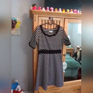Liz CLayburn Black and White Striped Dress
